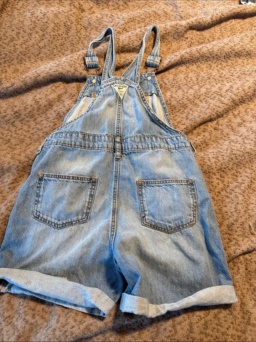OshKosh B'gosh Light Blue Denim Shortalls with Distressed Accents